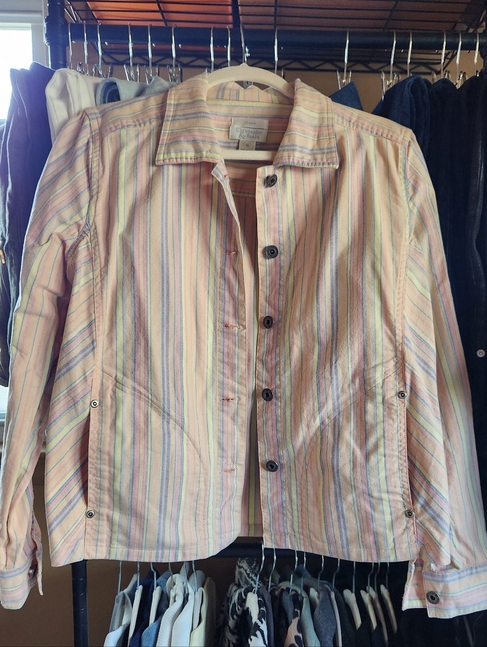 Christopher & Banks Pastel Multi-Stripe Button-Front Jacket